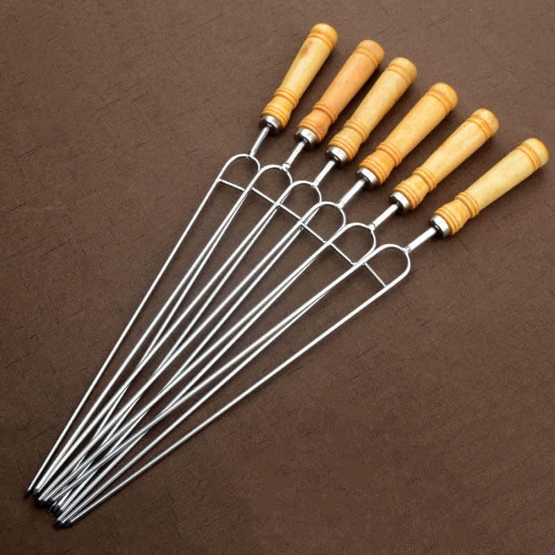 GRILLSKEW Set di 6 spiedini riutilizzabili per barbecue in acciaio inossidabile