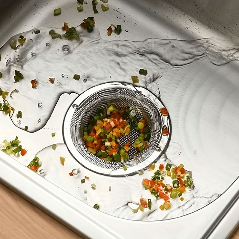 DRAINSAFE Zeef met gaasfilter voor de gootsteen - vangt etensresten op voor een soepele waterafvoer