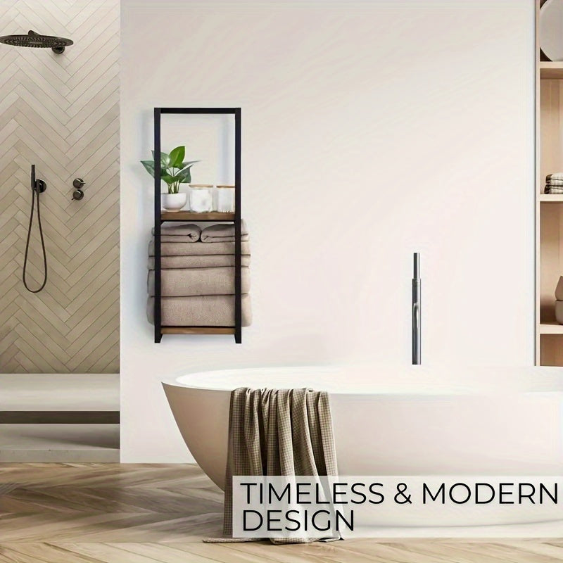 Stainless Steel Double Level Wall Towel Rack For Bathroom