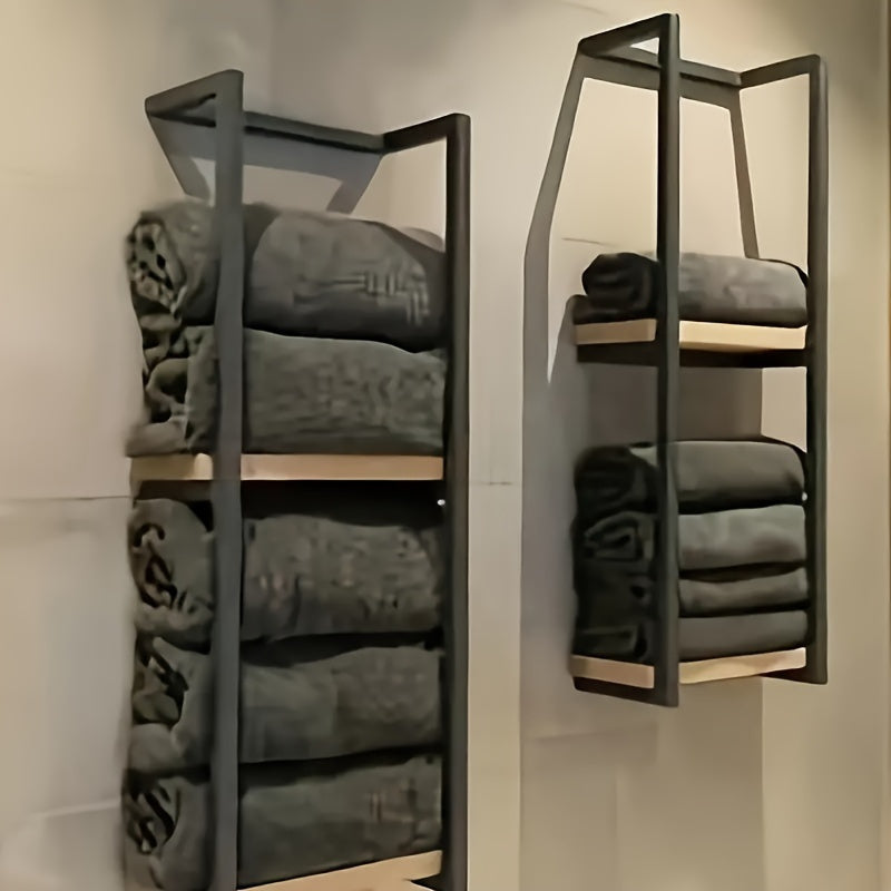 Stainless Steel Double Level Wall Towel Rack For Bathroom