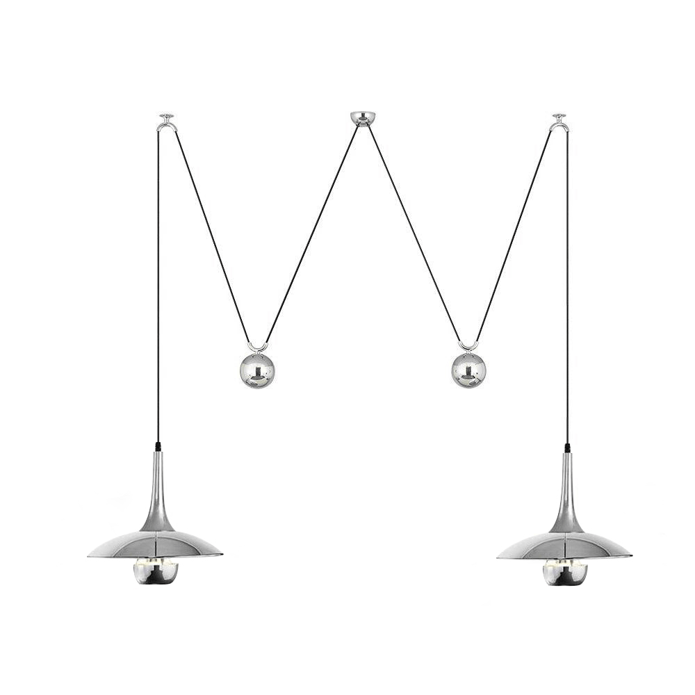 Industrial Counterweight Pendant Lamp, Adjustable Metal Pendant Light In Chrome Or Gold