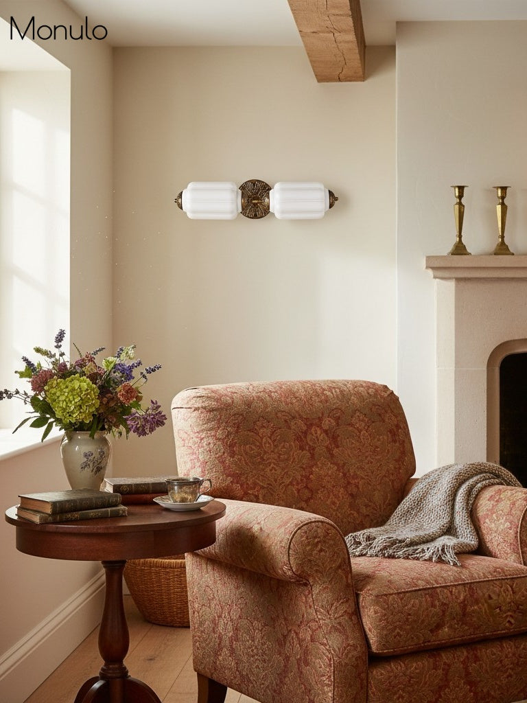Eloise Vintage Glass Horizontal Wall Light For Living Room And Hallway