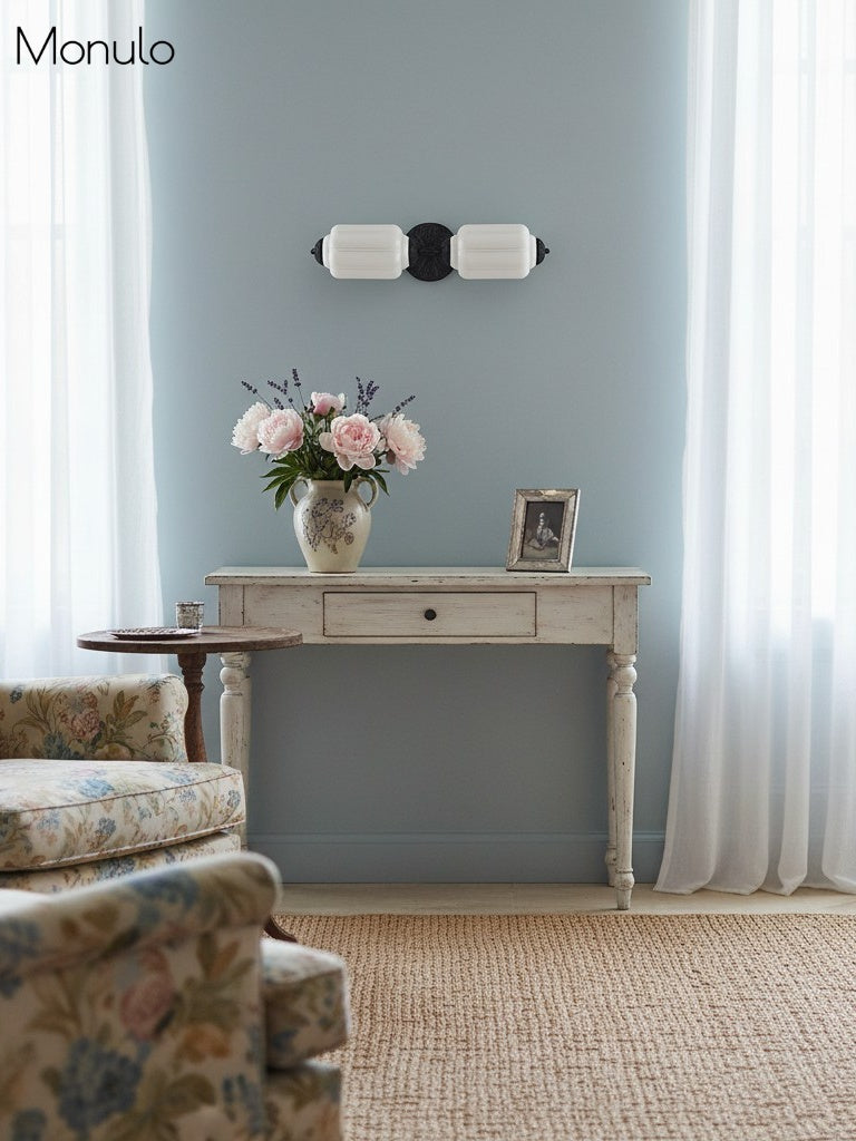Eloise Vintage Glass Horizontal Wall Light For Living Room And Hallway