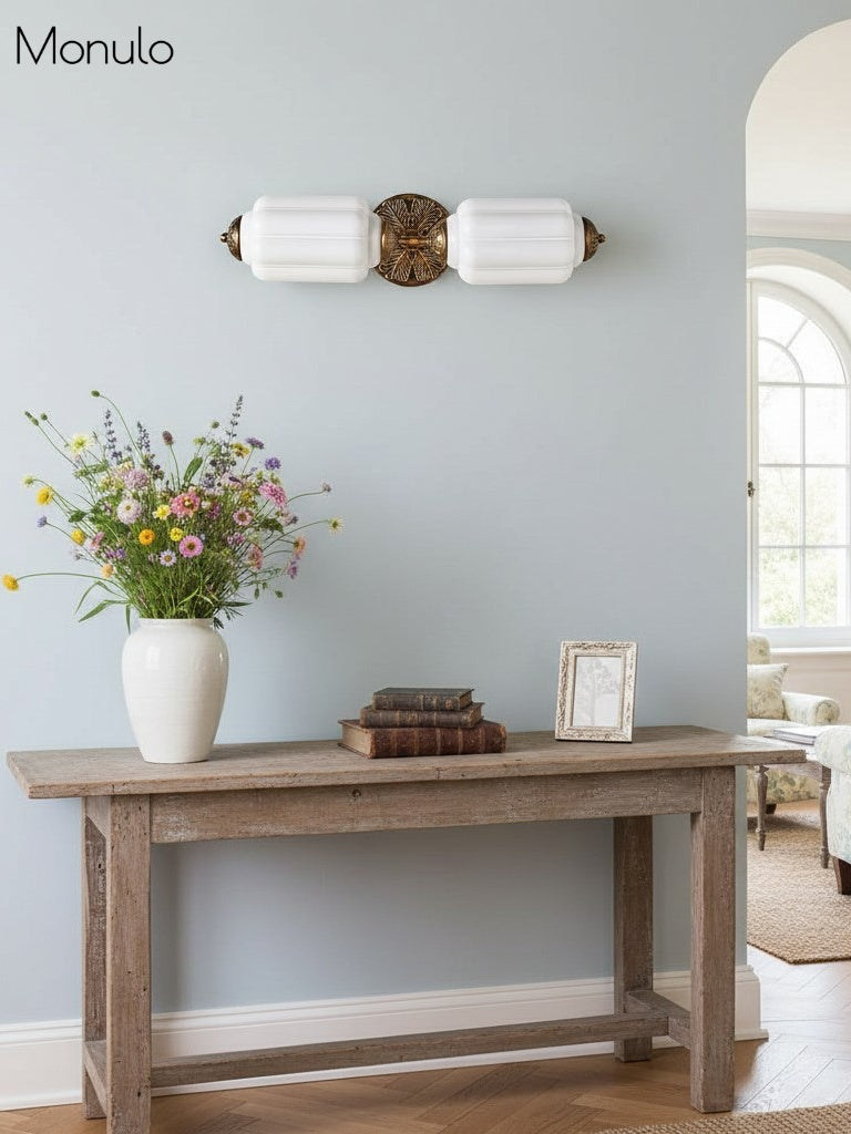 Eloise Vintage Glass Horizontal Wall Light For Living Room And Hallway