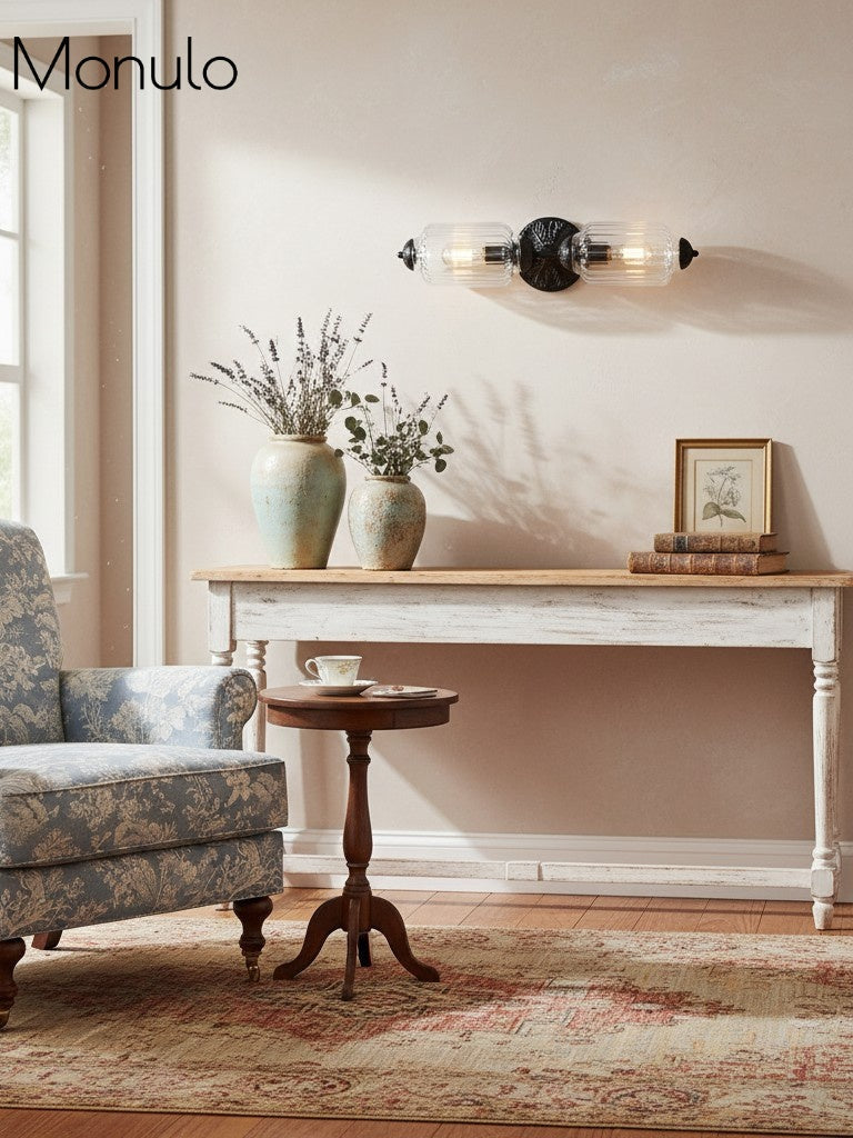 Eloise Vintage Glass Horizontal Wall Light For Living Room And Hallway