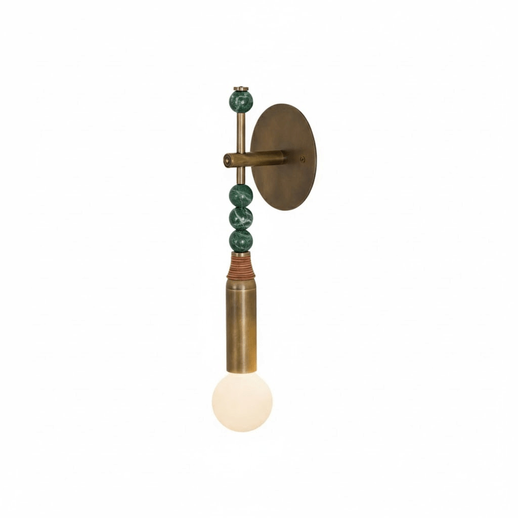 Toam Marble Brass Wall Lamp, Persepolis Inspired, Antique Brass Finish, 18.9 And 27.6 Inch
