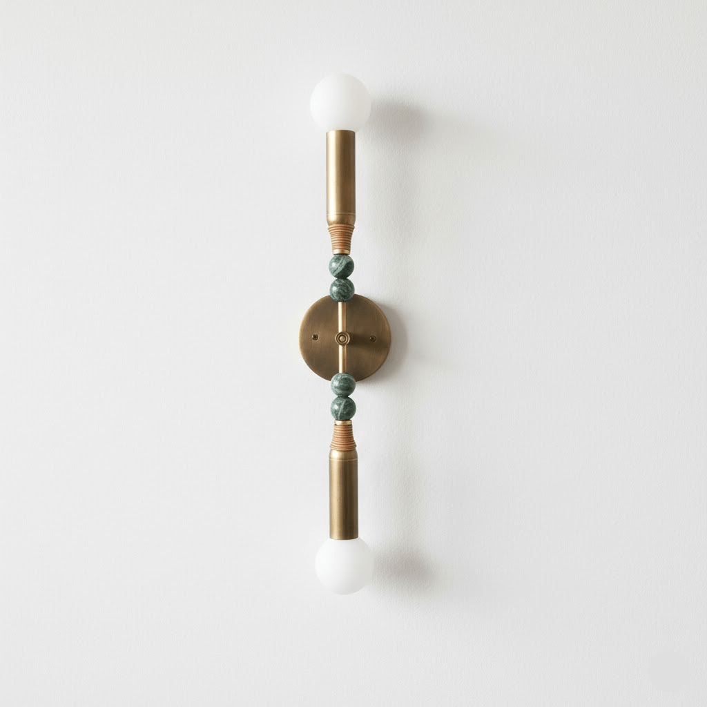 Toam Marble Brass Wall Lamp, Persepolis Inspired, Antique Brass Finish, 18.9 And 27.6 Inch