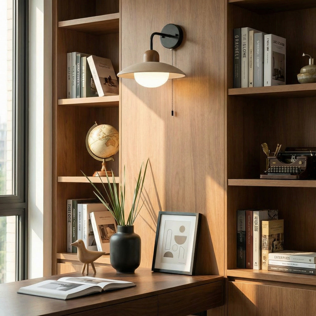 Travertine Stone Wall Light With Minimalist Disc Design And Warm Glow