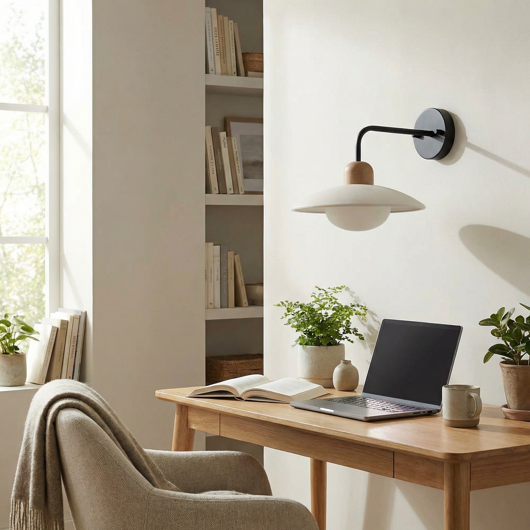 Travertine Stone Wall Light With Minimalist Disc Design And Warm Glow
