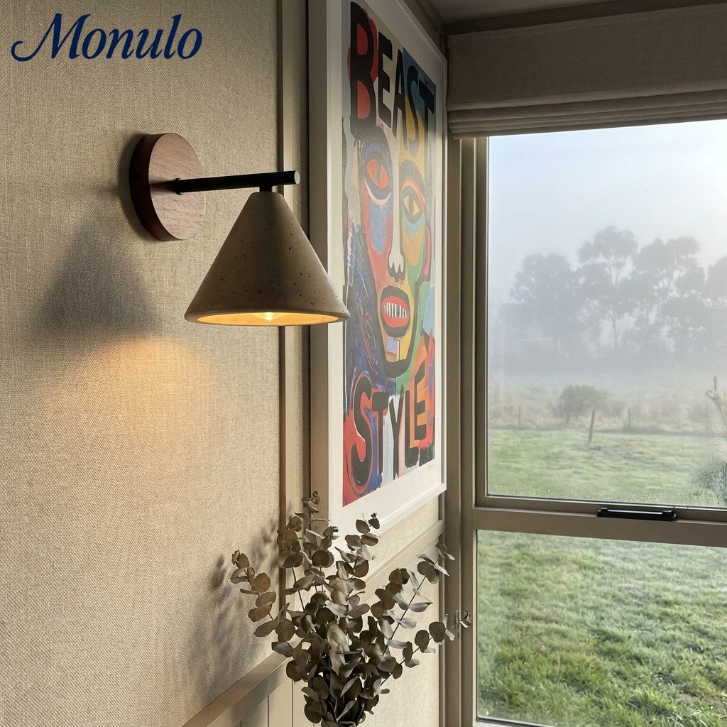 Travertine Wall Lamp With Tapered Design Minimalist Accent Light For Bedroom Or Lounge