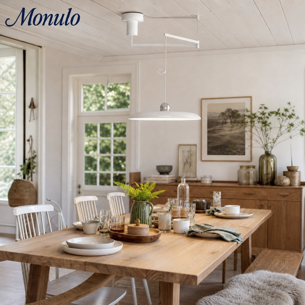 Adjustable Pendant Light With Swivel Arm In Minimalist Industrial Metal