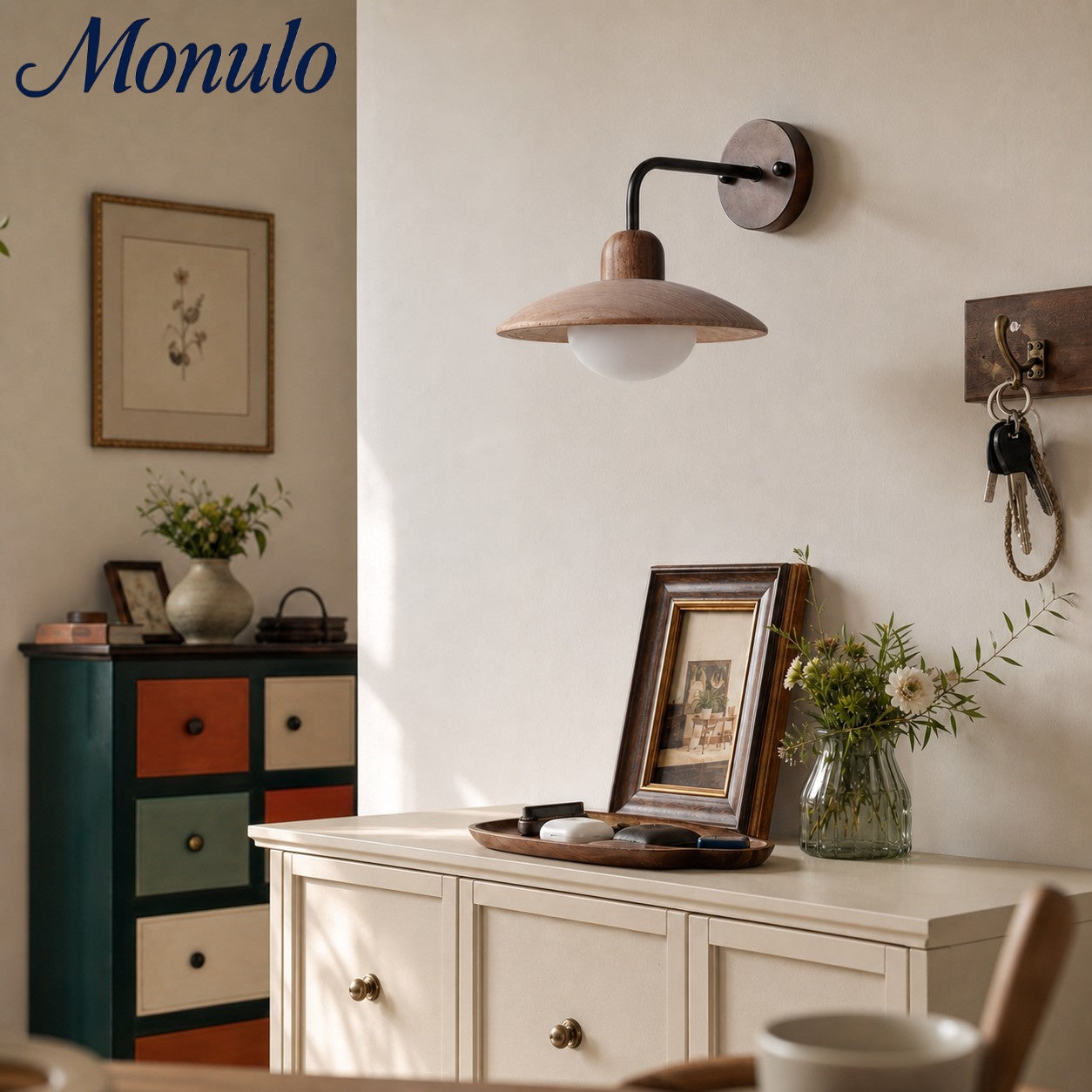 Travertine Stone Wall Light With Minimalist Disc Design And Warm Glow