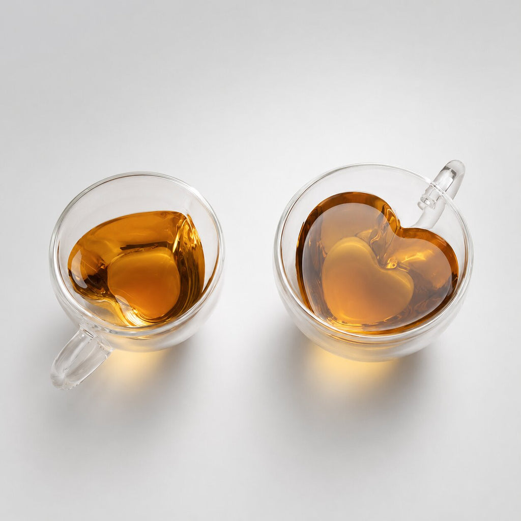 GlasHerz双层茶杯 — 心形设计，隔热一对装