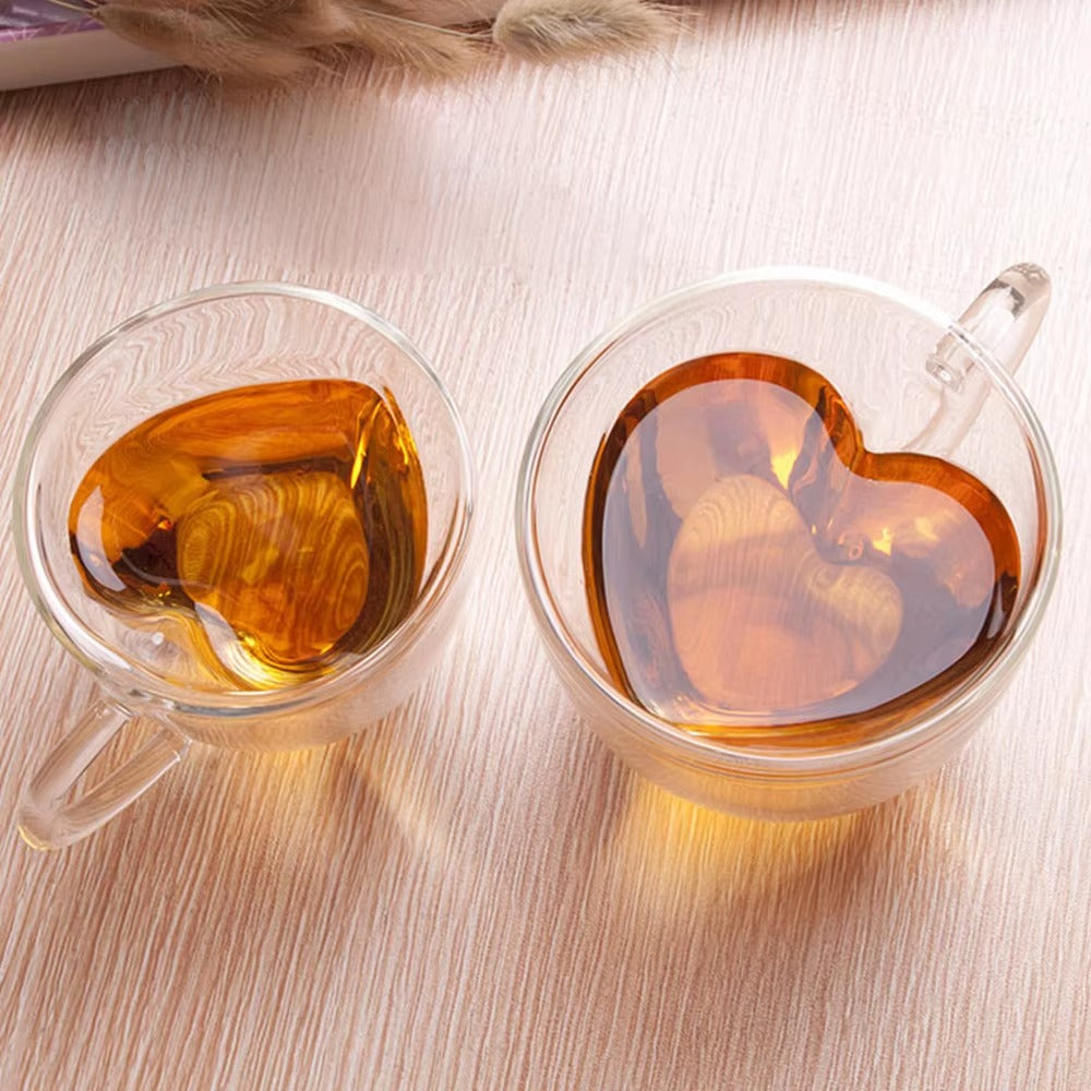 GlasHerz双层茶杯 — 心形设计，隔热一对装