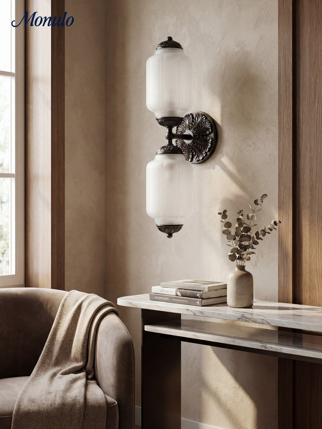 Eloise Vintage Glass Horizontal Wall Light For Living Room And Hallway