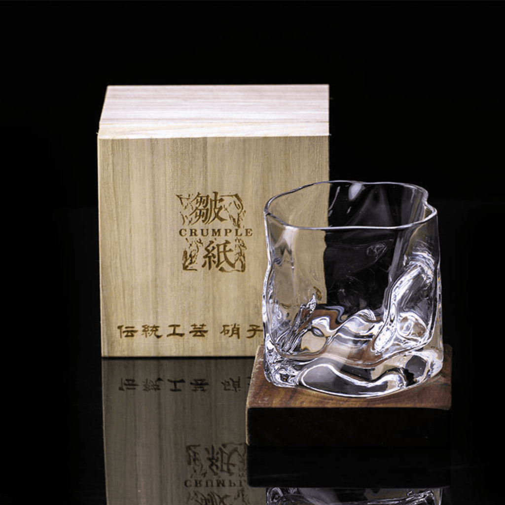 Edo Kiriko Whiskey Glass In Japanese Crystal With Crumple Design Handmade