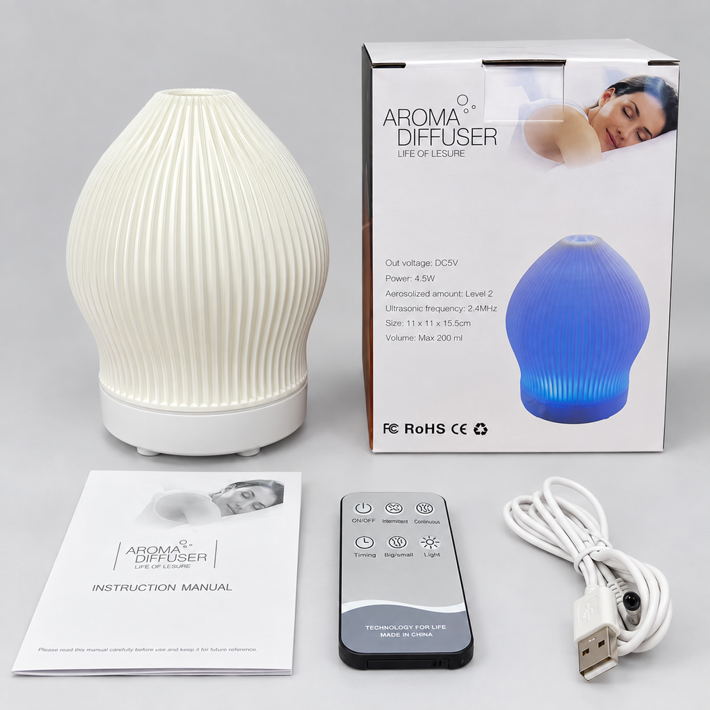 Aromadiffuser i glas — inspireret af rosenkvarts, nanodugteknologi og stemningslys
