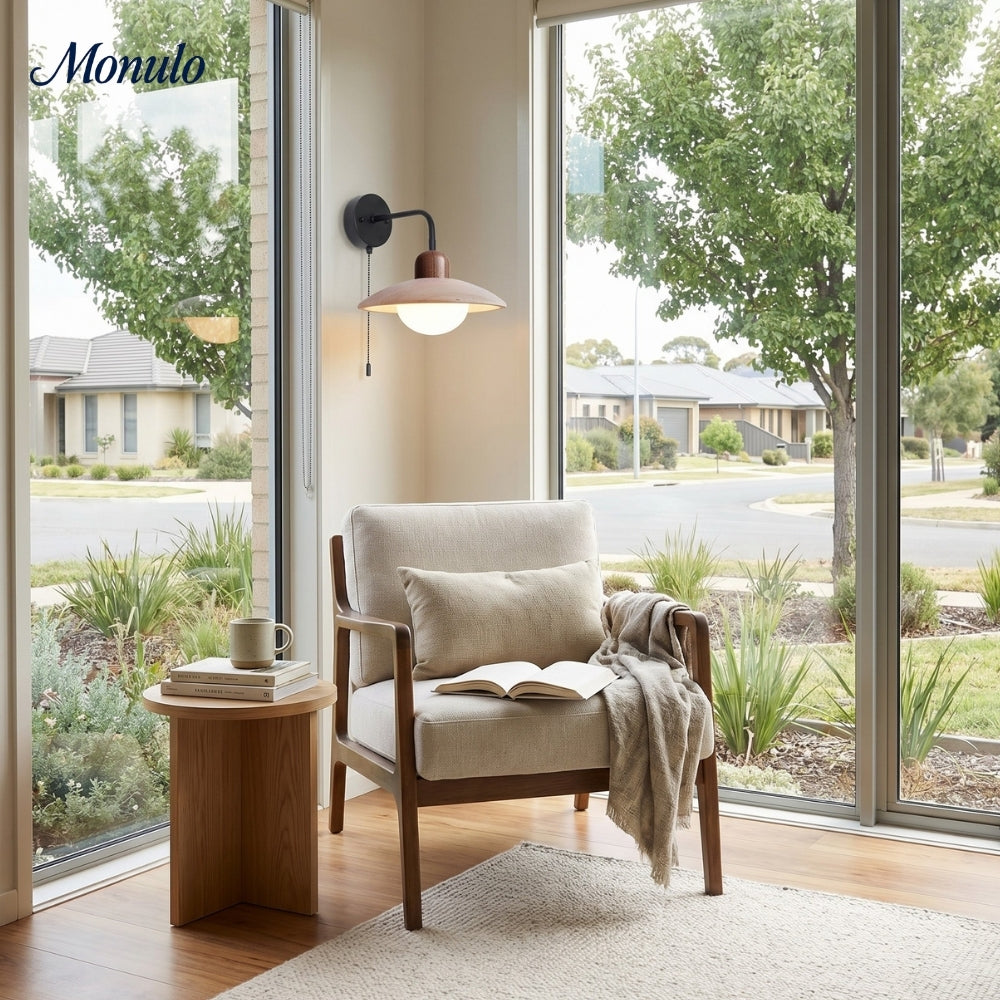 Travertine Stone Wall Light With Minimalist Disc Design And Warm Glow