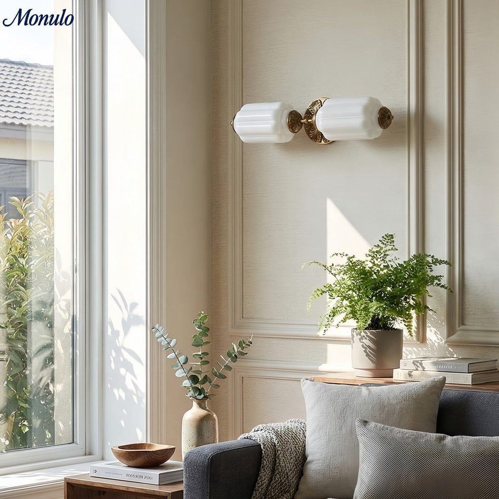 Eloise Vintage Glass Horizontal Wall Light For Living Room And Hallway