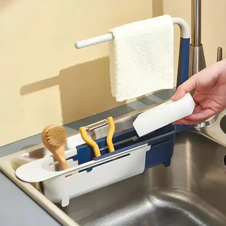 Adjustable Above-Sink Organizer Rack For Dish Soap And Sponges