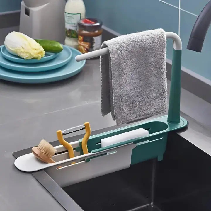 Adjustable Above-Sink Organizer Rack For Dish Soap And Sponges
