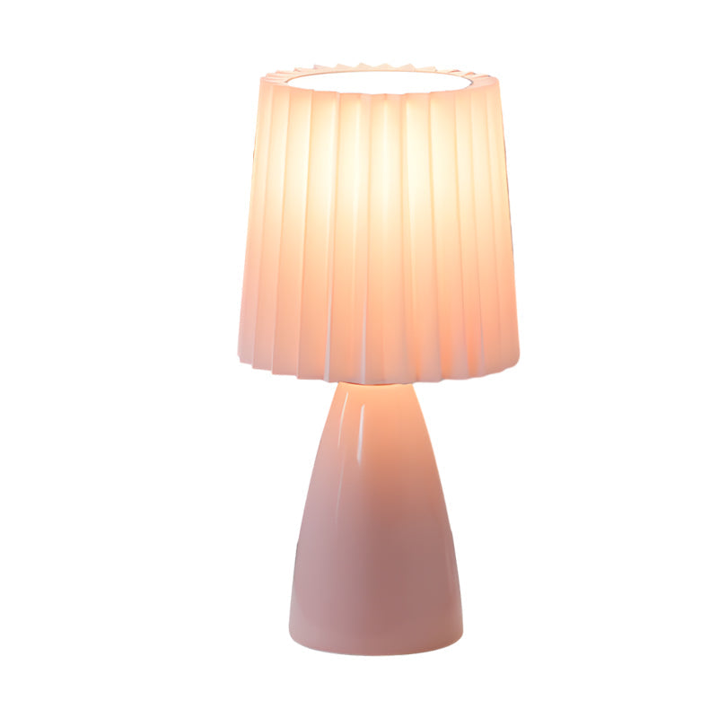 Asterra Pink Glass Base Desk Lamp With Dimmable Light And USB Port For Home Office And Study