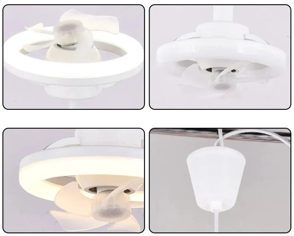 Ceiling Fan With Built-In LED Light And 360 Degree Swivel E27 Socket