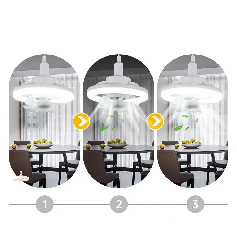 Ceiling Fan With Built-In LED Light And 360 Degree Swivel E27 Socket