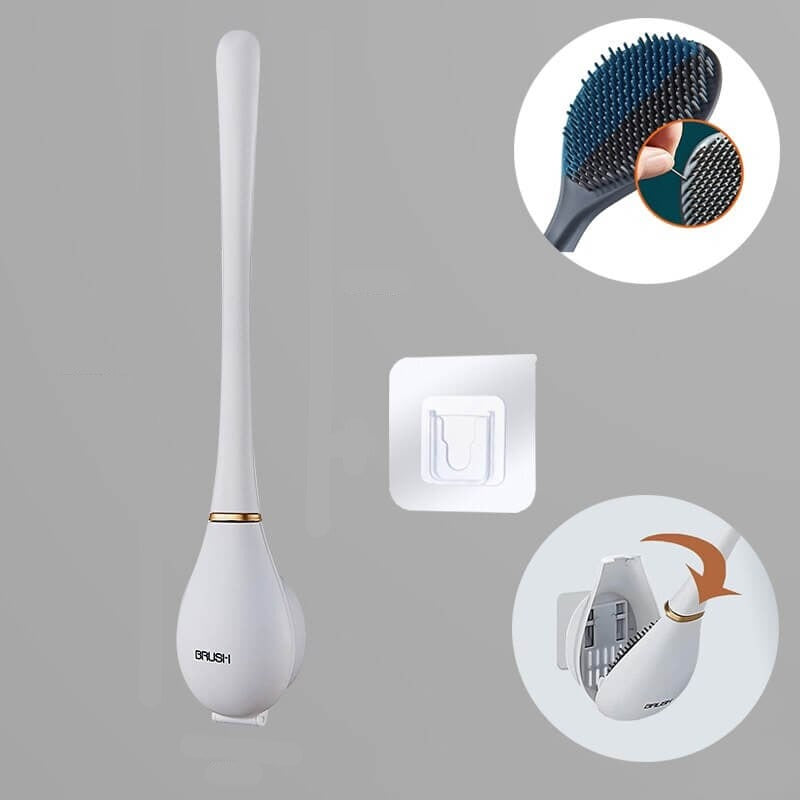 Hygienic Wall Mount Toilet Brush With Flexible Silicone Head