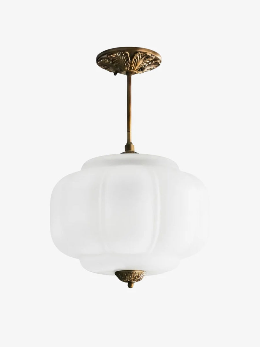 Vintage Milk Glass Ceiling Light With Fluted Rim White Pink Green Matte Glass Brass Black
