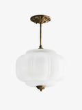 Vintage Milk Glass Ceiling Light With Fluted Rim White Pink Green Matte Glass Brass Black