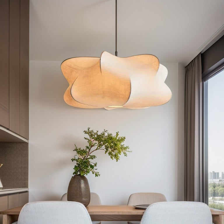 Suspension en soie style japonais, rose clair ou blanc, lumière diffuse chaude