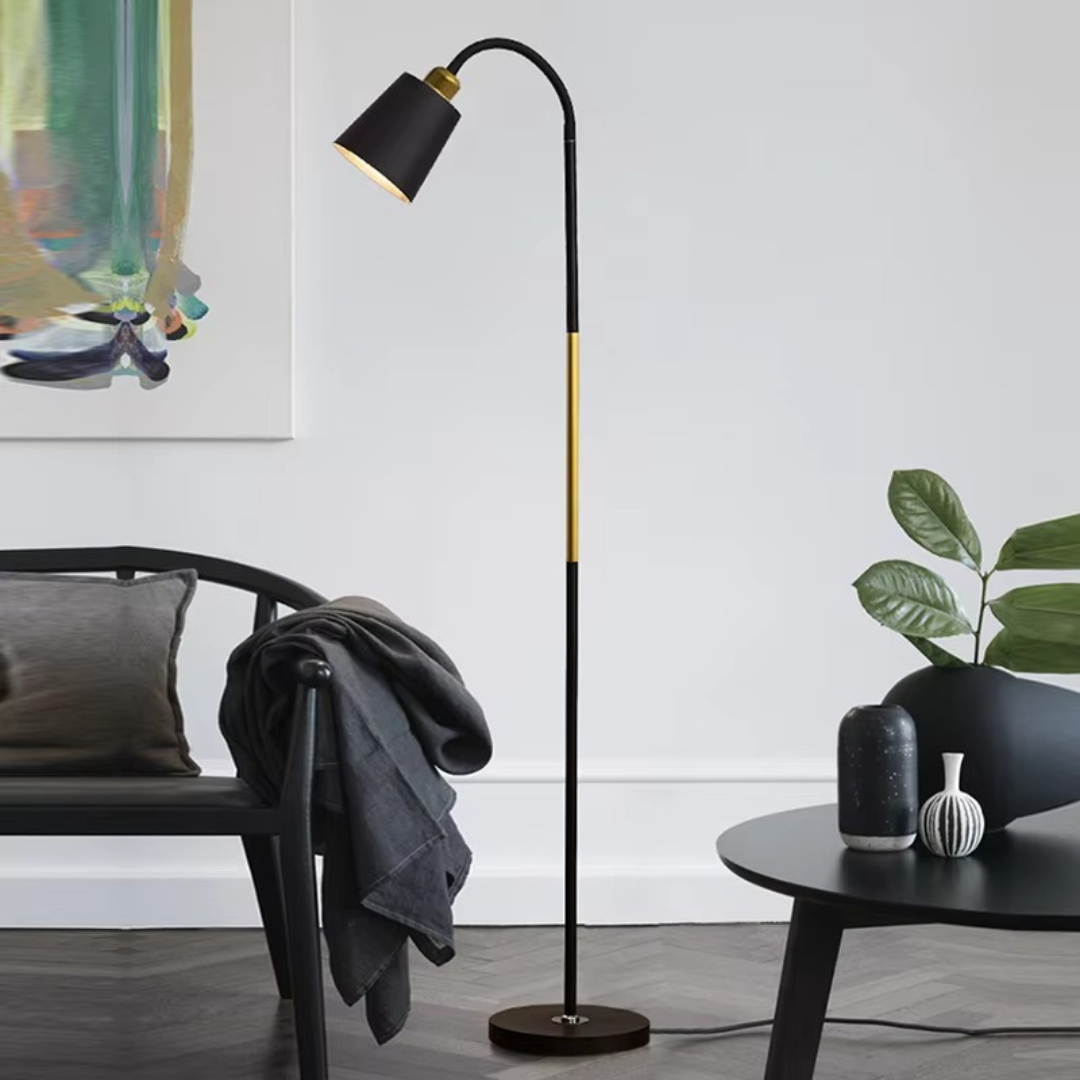 Floor Lamp Featuring Adjustable Head And LED Lighting For Reading And Ambient Living Room Use