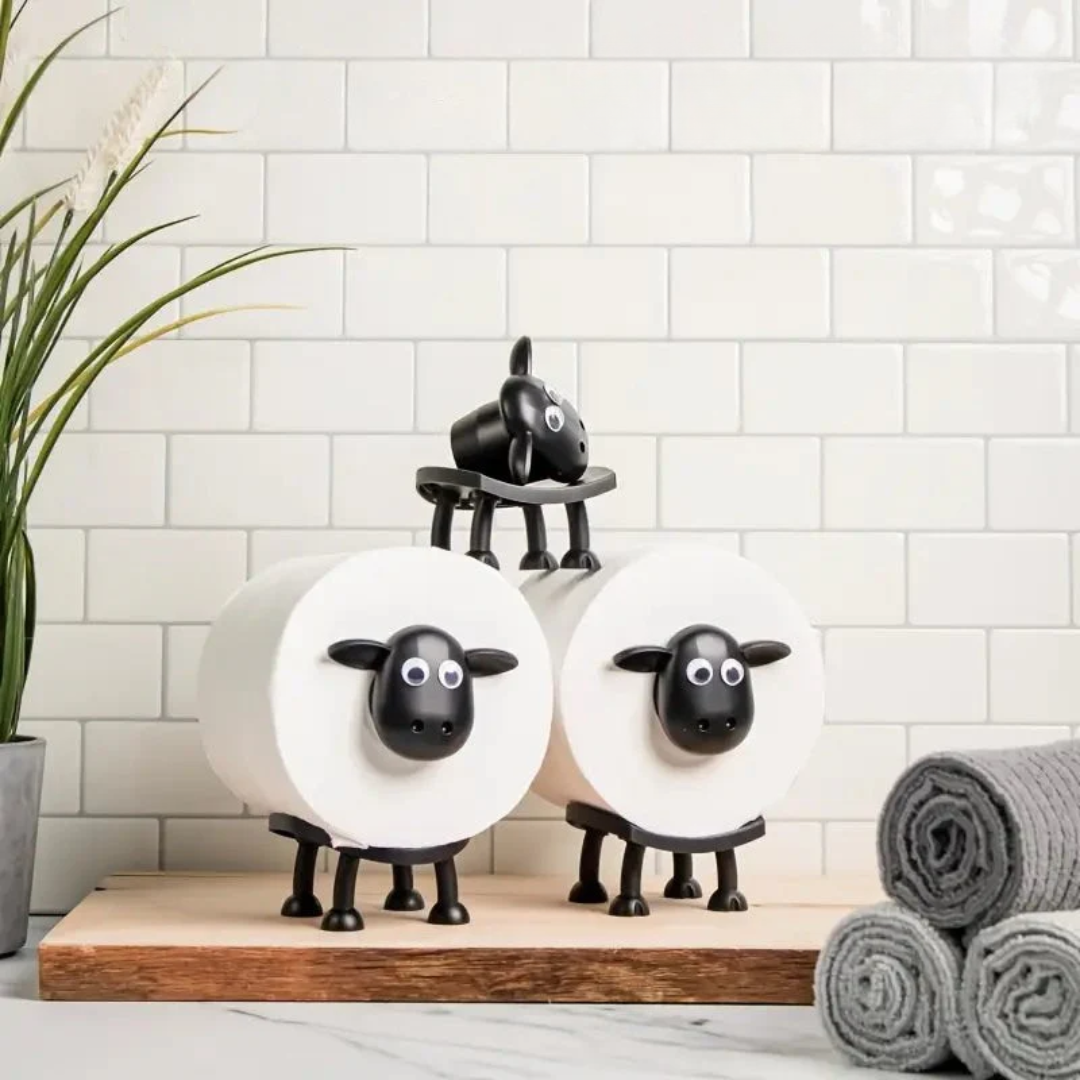 Three Sheep Themed Toilet Paper Holders Set For Bathroom And Living Space