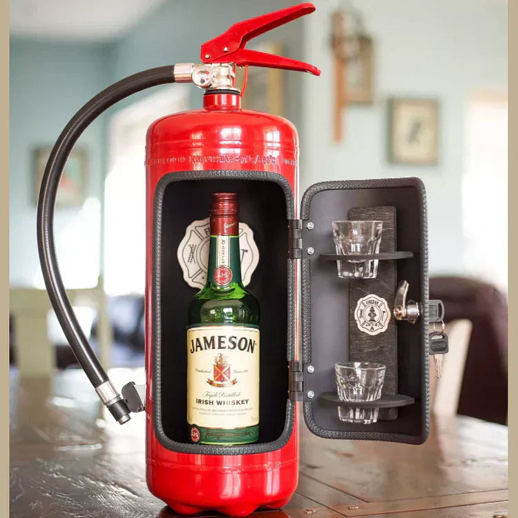 Mancave Red Metal Bottle Storage Disguised Fire Extinguisher