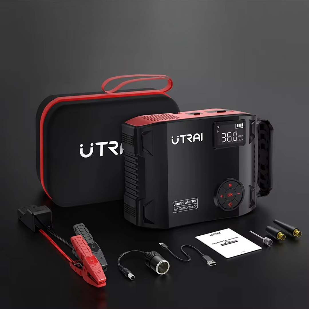 Utrai 2000A Jump Starter Power Bank Portable Car Emergency Kit With Air Compressor And LED Light