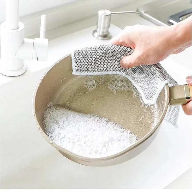 CleanFix metalen draad-pannensponsjes — Set van 4 voor potten, pannen, grills en kookplaten