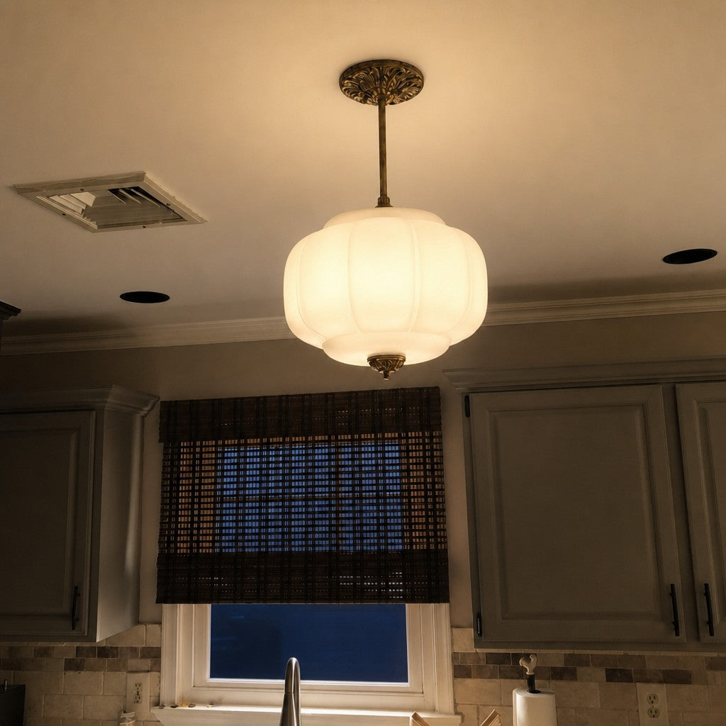 Vintage Milk Glass Ceiling Light With Fluted Rim White Pink Green Matte Glass Brass Black