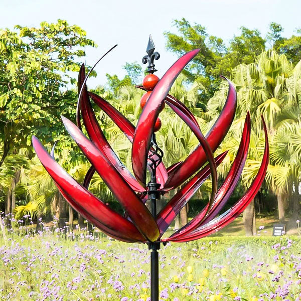 Rotating Metal Windmill Weather Vane With Bird Design, Blue And Red, 90cm Garden Decor