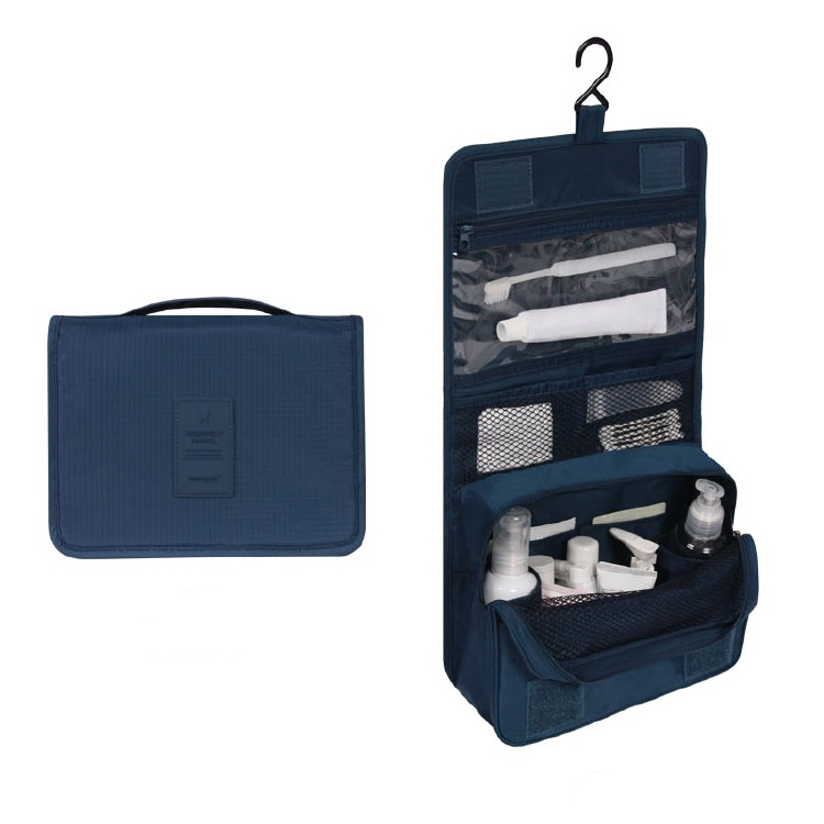Travel Toiletry Case With Hanging Feature And Waterproof Exterior