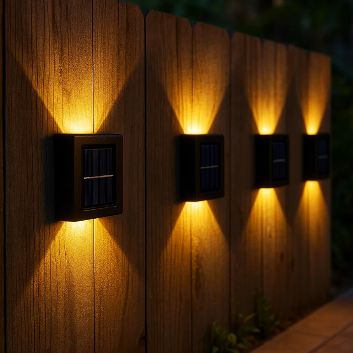 VerdantGlow Outdoor Wall Lights With Solar Power And LED Illumination For Gardens And Patios