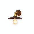 Japandi Walnut Wood Wall Lamp With Brass Accents, E27, Round 20cm