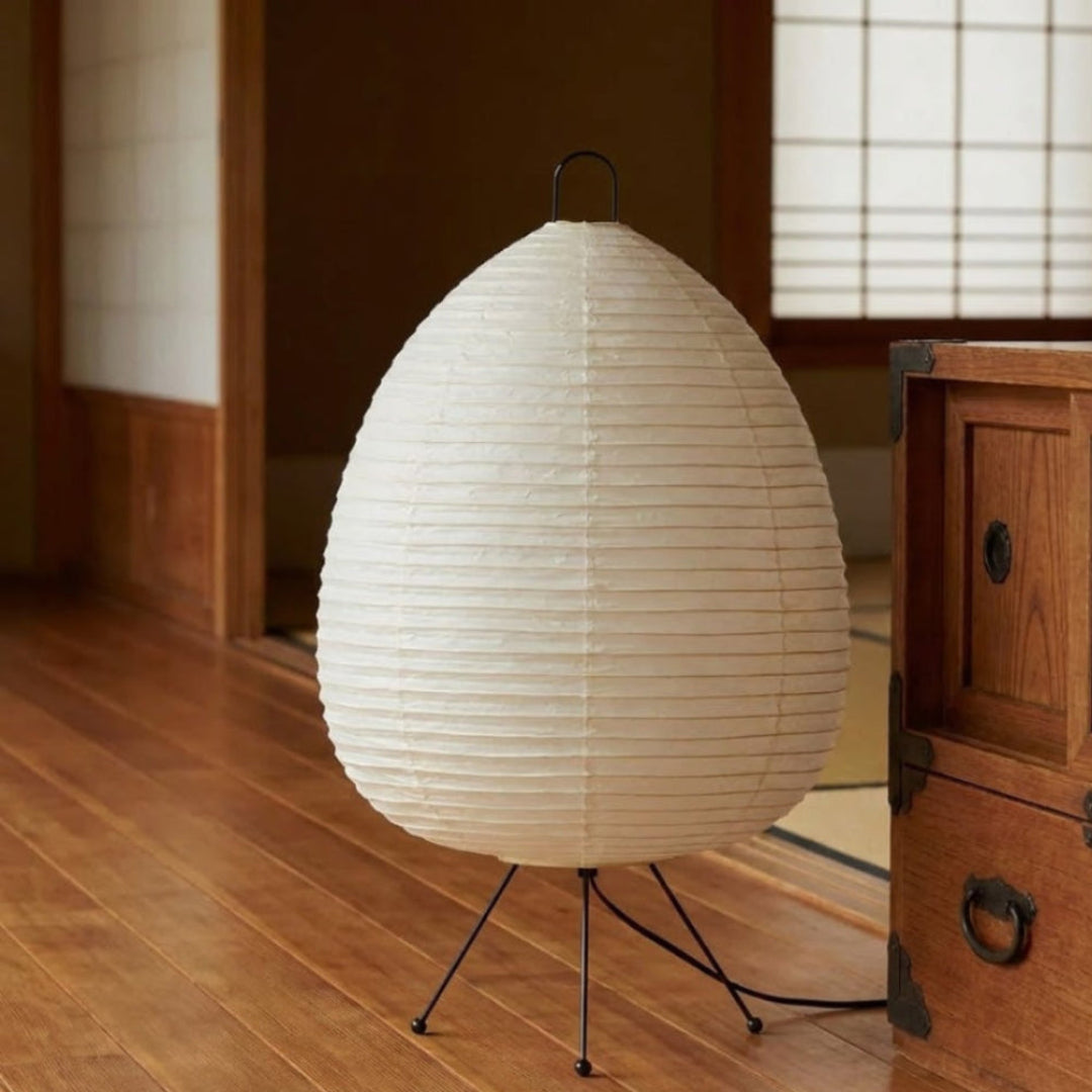 Ambient Floor Lamp With Rice Paper Shade In Japanese Style For Indoor Home Lighting