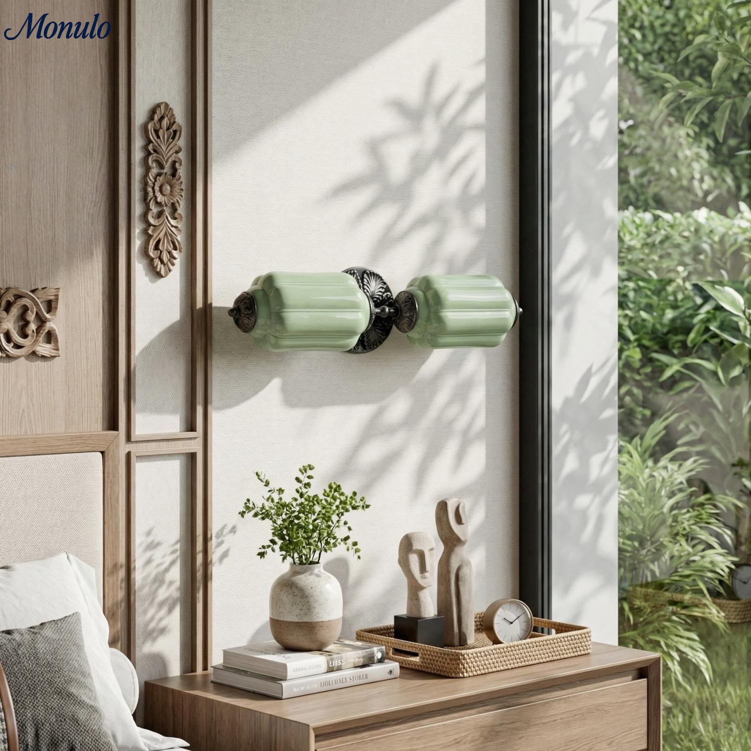 Eloise Vintage Glass Horizontal Wall Light For Living Room And Hallway