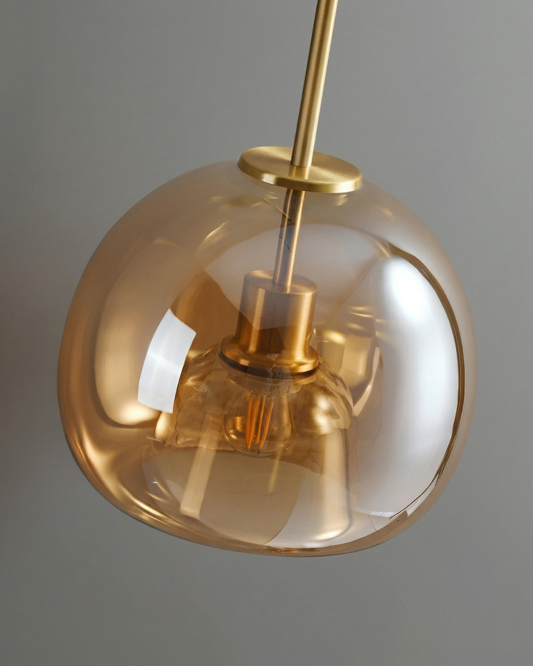 Thyra Pendant Lamp With Tinted Glass, Sculptural Lighting, Amber Smoke Gray