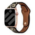 Udskiftningsrem i læder med leopardmønster til Apple Watch