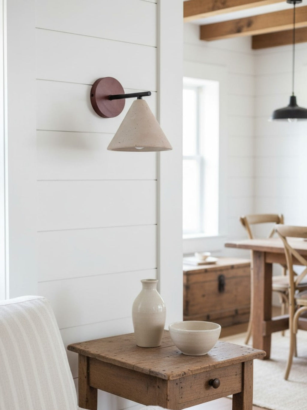 Travertine Wall Lamp With Tapered Design Minimalist Accent Light For Bedroom Or Lounge