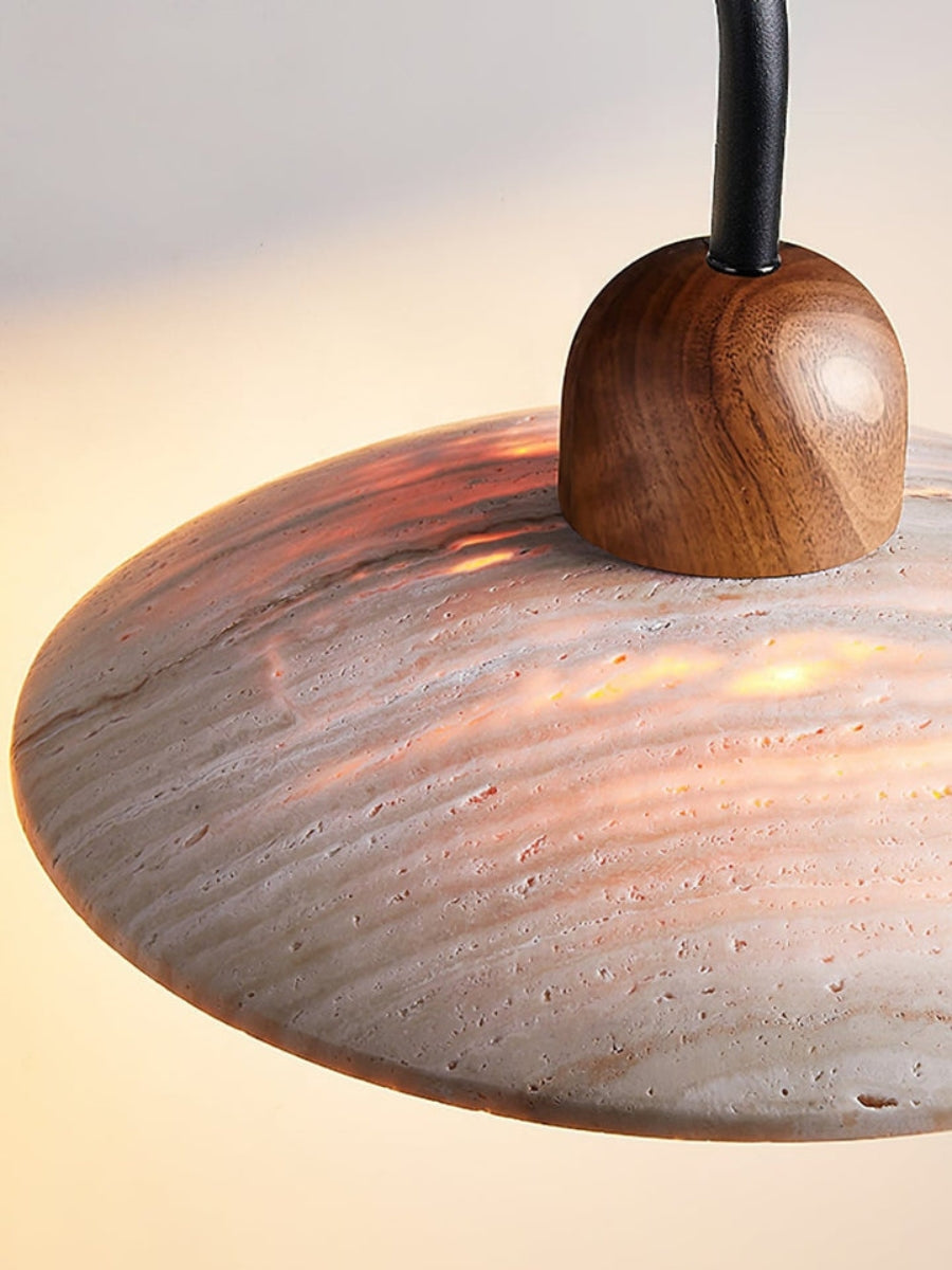 Travertine Stone Wall Light With Minimalist Disc Design And Warm Glow
