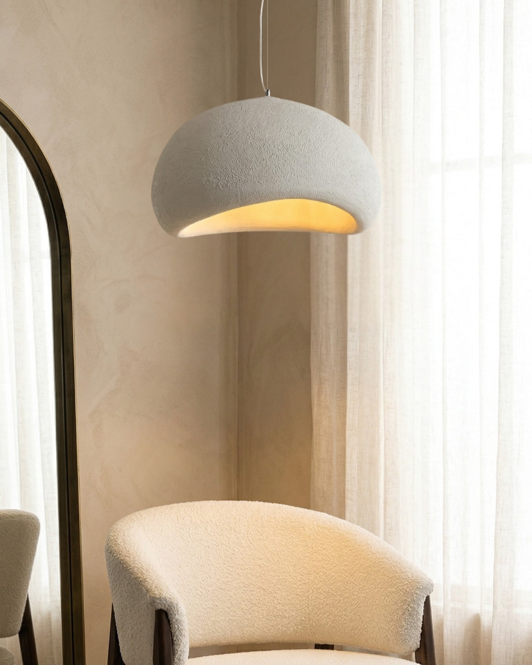 Wabi Sabi Polymer Pendant Light With Organic Texture For Living And Dining Rooms