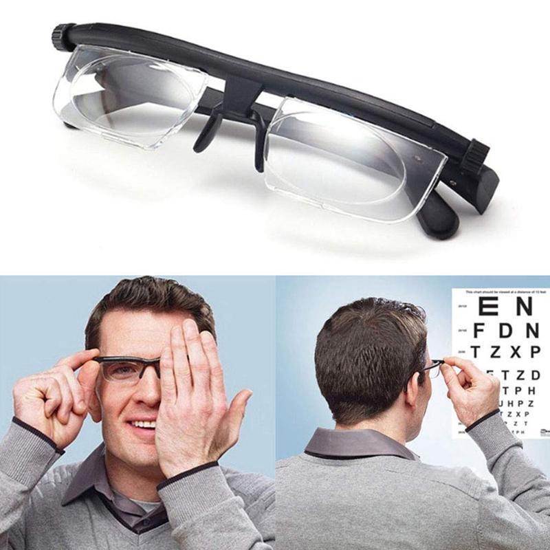Unisex Adjustable Focus Reading Glasses With -6 To +3 Diopter Range For Reading Black
